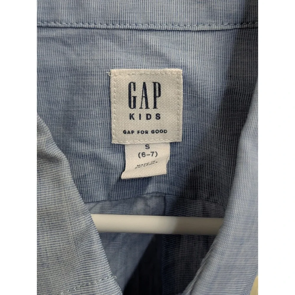 Gap‎ Kids Boys Blue Long Sleeve Button Down Shirt Size S 6-7 Chambray Oxford